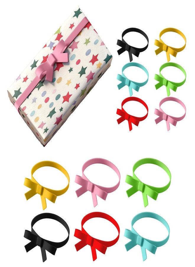 QUPIVA 12PCS Reusable Silicone Christmas Gift Wrap Bows for Present Boxs, 6 Colors Christmas Bows for Gift Wrapping, Elastic Bands for Easy Use – Perfect for Birthday, Festival, and Special Events - Image 1